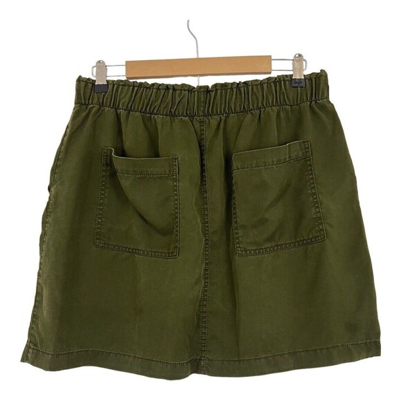 LOFT Womens Size L Green Snap Button Paper Bag Skirt - Picture 2 of 3